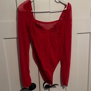 Red Long Sleeve Bodysuit